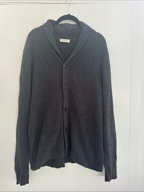Selected Homme Shawl Collar Gray Cardigan 100% Cotton | Size M
